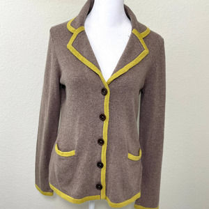 Boden Womens Vintage Knitted Blazer Cardigan Cashmere Cotton Brown Size S